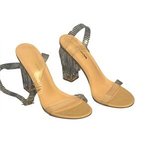 Fashion Nova Beige and Clear Heels